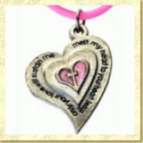 Pewter Heart Christian Purity Necklace on Pink Rubber Cord